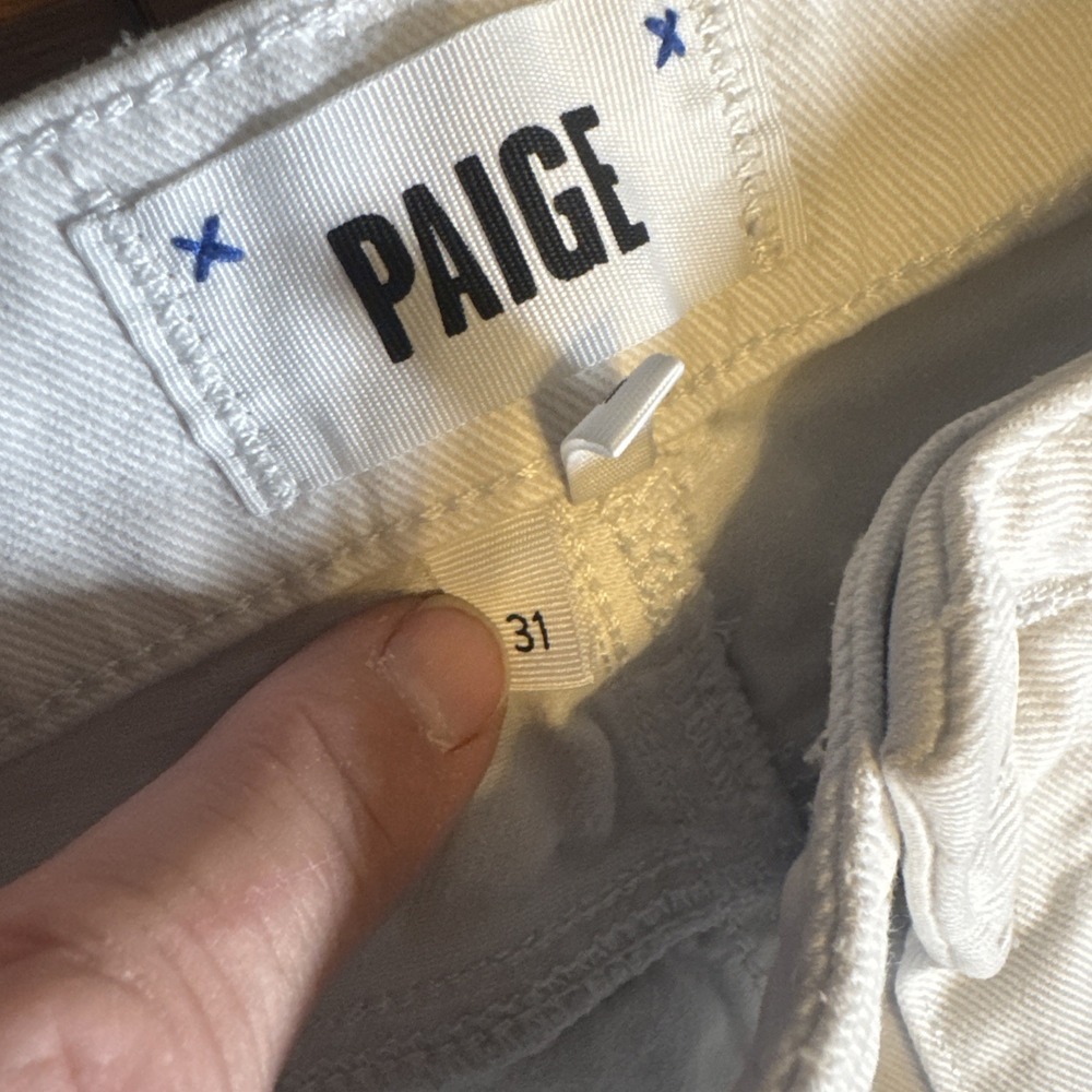 PAIGE Women's Skinny Jeans Size 31 White Distressed Raw Hem Stretch - Picture 2 of 8